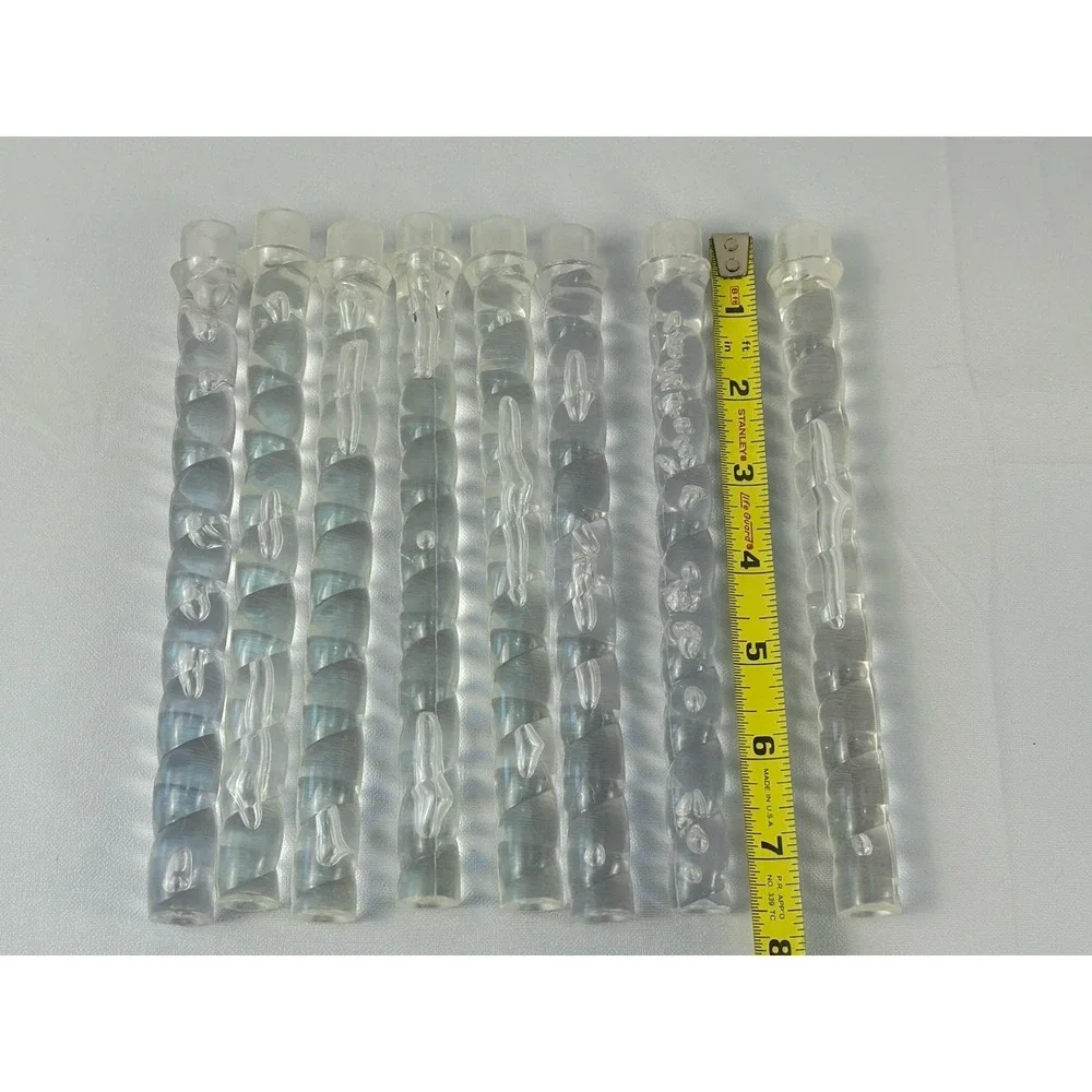 Vintage Lucite Acrylic Swirl Rods Clear Blue Mid Century Craft Set 8 Pieces